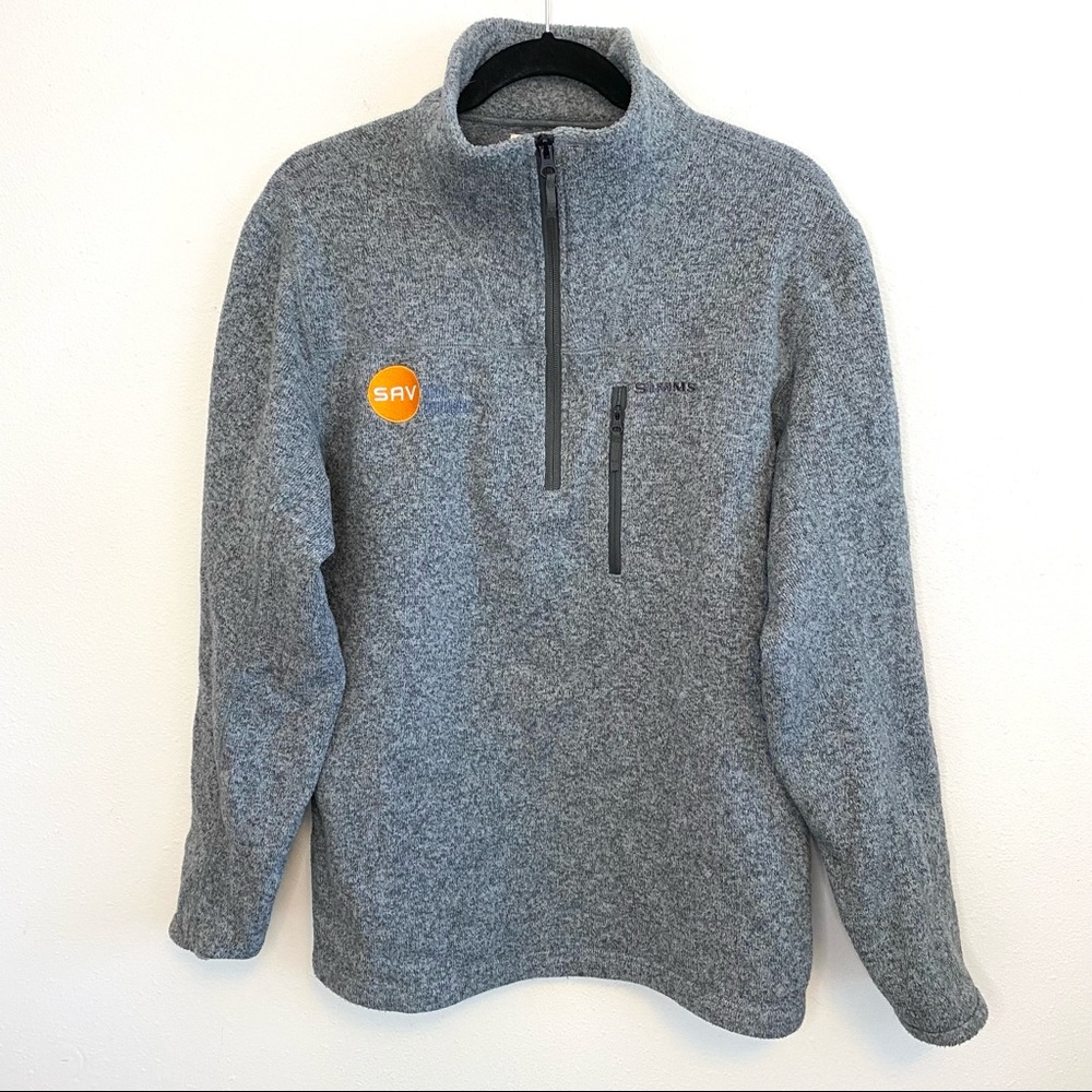 SIMMS Men's Grey Quarter Zip Fleece Jacket Size L